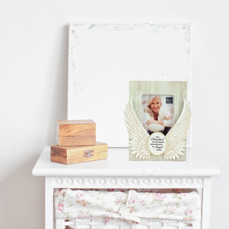 Abbey Press Angel Wings Memorial Photo Frame, Home Decor Gift For Death Of A Loved One, Holds 4-inch By 6-inch Photo, By Abbey & CA Gift,Antique White - Image 5